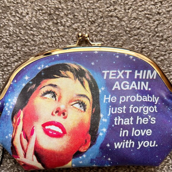 Coin Purse by Ephemera Retro Humor Snap Closure Clutch Kitsch Funny Relationship - Picture 3 of 8